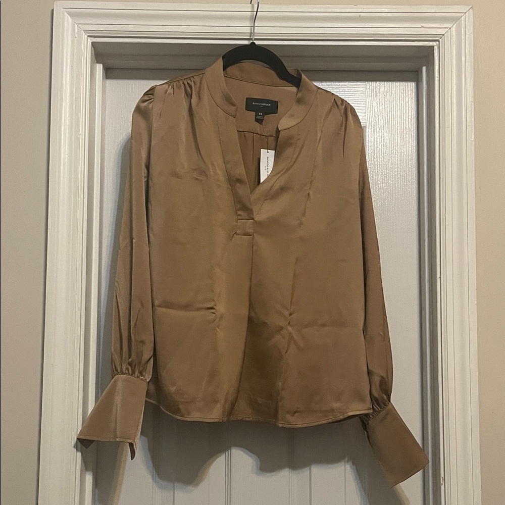 Banana Republic Satin Tan Blouse